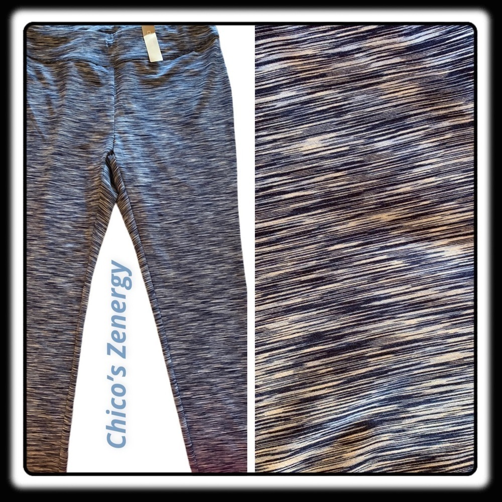 NWT Chico’s Zenergy blue/black space-dye leggings. Size XL.